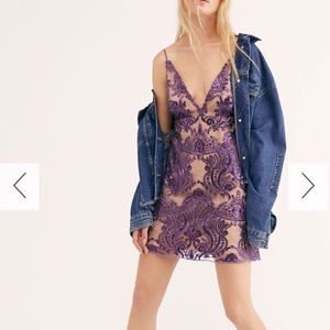 Free People Plum Night Shimmers Mini Dress